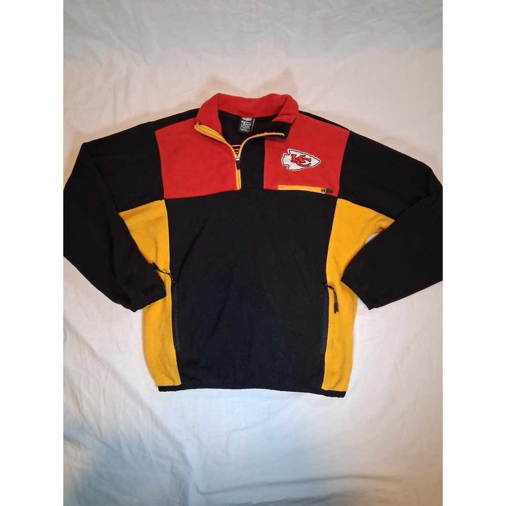 NFL Team Apparel Kids Kansas City Chiefs Fleece Quarter Zip Pullover Black 10-12